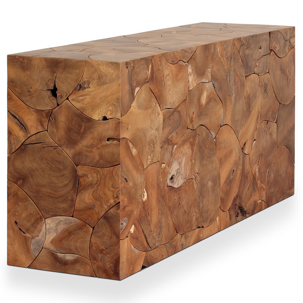 Thorn Coastal Beach Brown Teak Rectangular Outdoor Console Table|