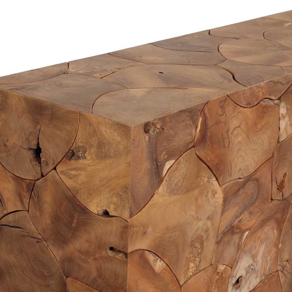 Thorn Coastal Beach Brown Teak Rectangular Outdoor Console Table|