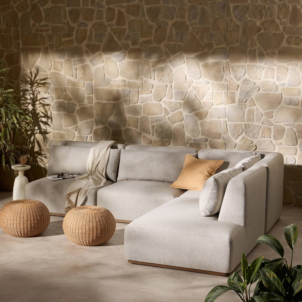 Adler Modern Grey Upholstered 4-Piece Outdoor Sectional - Right