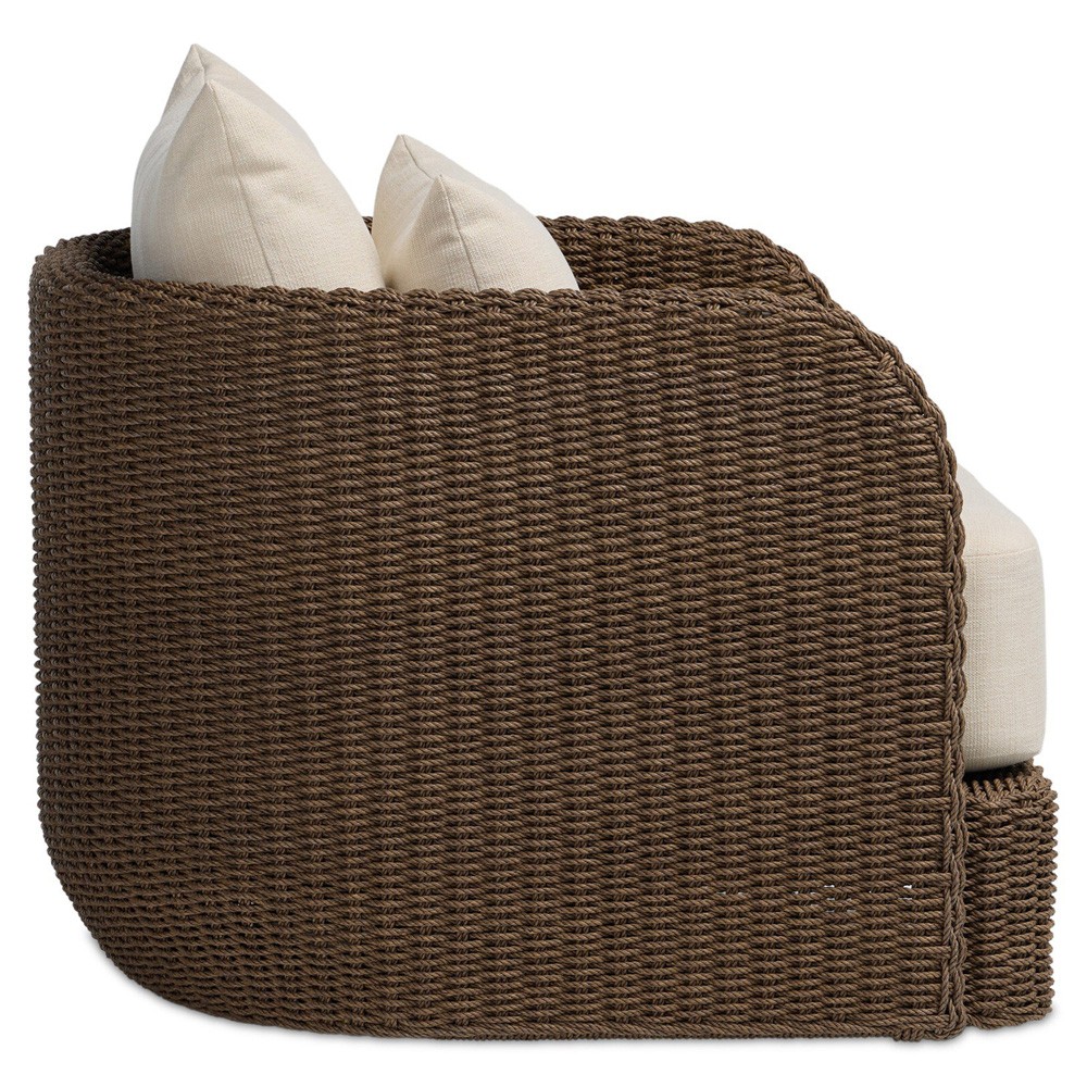 Corrigan Coastal Beach Dark Brown Woven Outdoor Swivel Chair