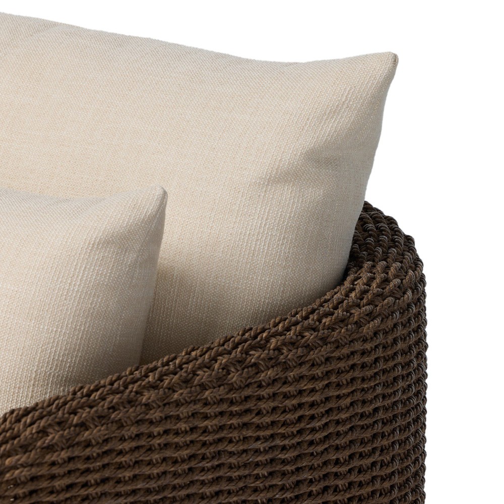 Corrigan Coastal Beach Dark Brown Woven Outdoor Swivel Chair