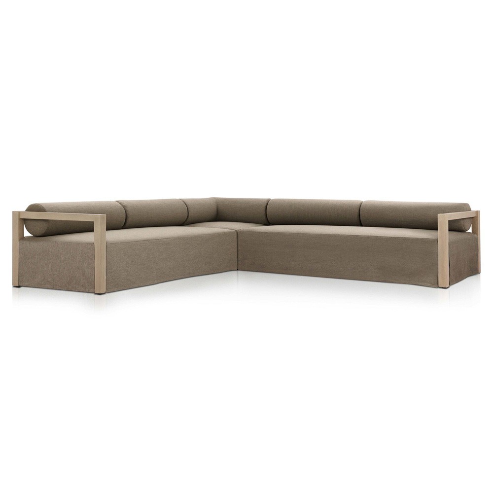 Laskin Modern Classic Brown Teak Corner Outdoor Sectional - 124"|