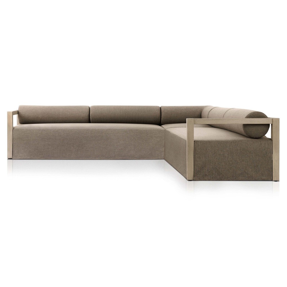 Laskin Modern Classic Brown Teak Corner Outdoor Sectional - 124"|