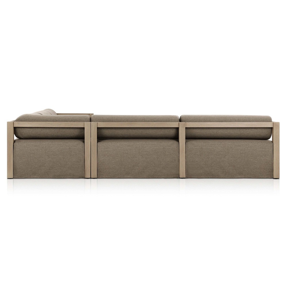 Laskin Modern Classic Brown Teak Corner Outdoor Sectional - 124"|
