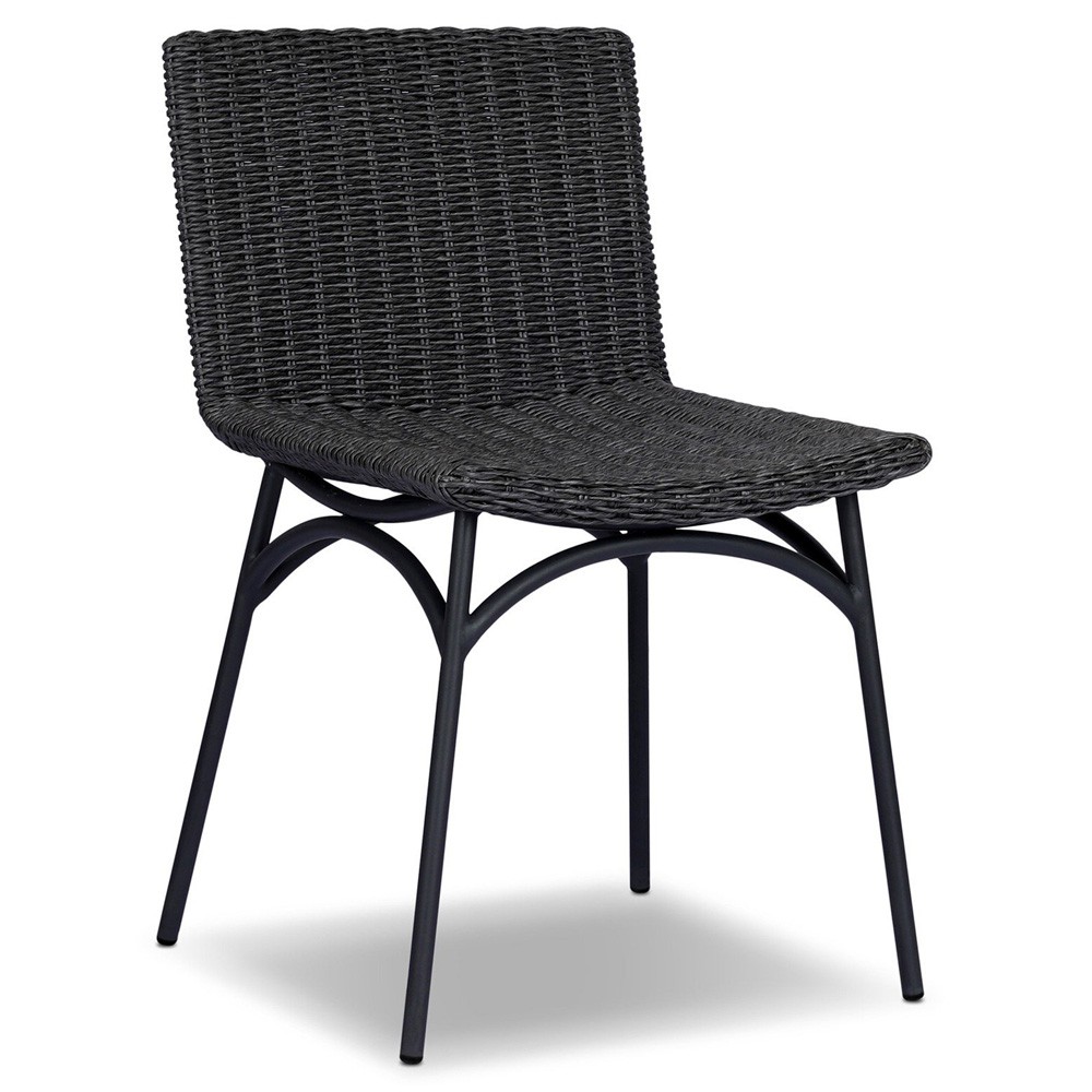 Worley Modern Classic Vintage Coal Woven Outdoor Dining Chair|