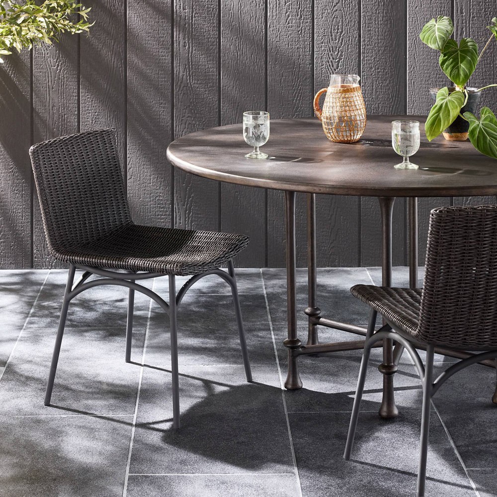 Worley Modern Classic Vintage Coal Woven Outdoor Dining Chair|