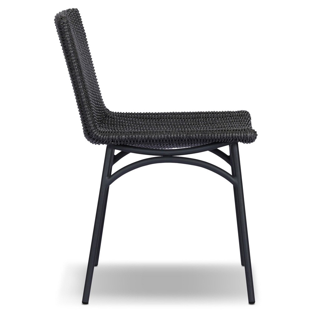 Worley Modern Classic Vintage Coal Woven Outdoor Dining Chair|