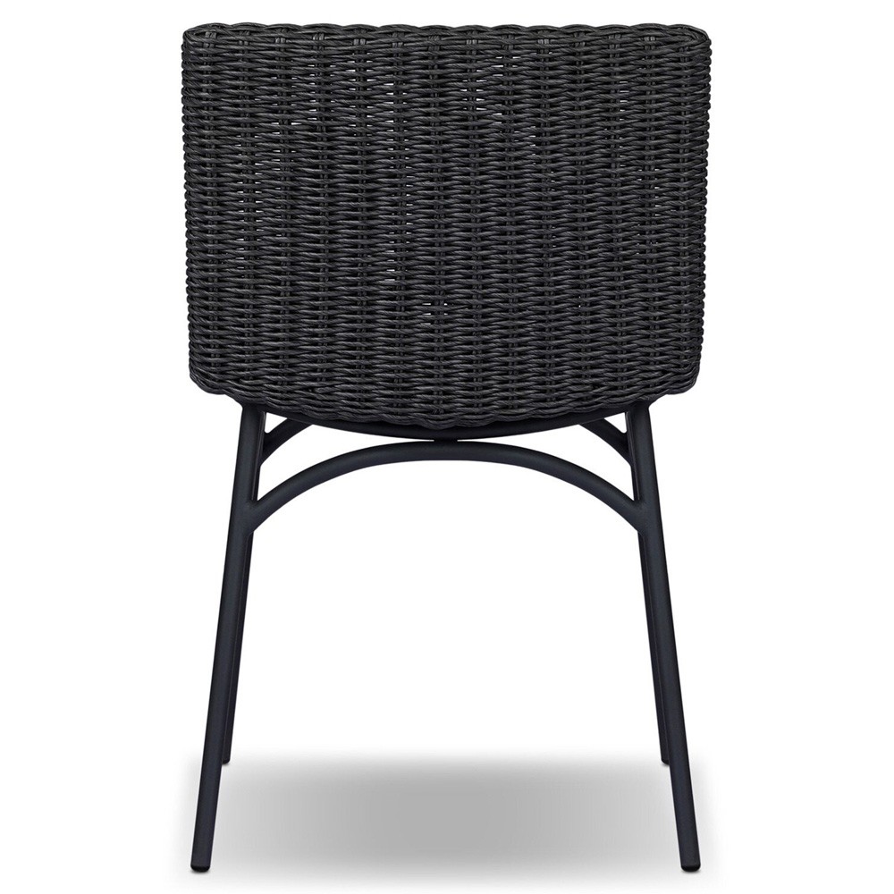 Worley Modern Classic Vintage Coal Woven Outdoor Dining Chair|