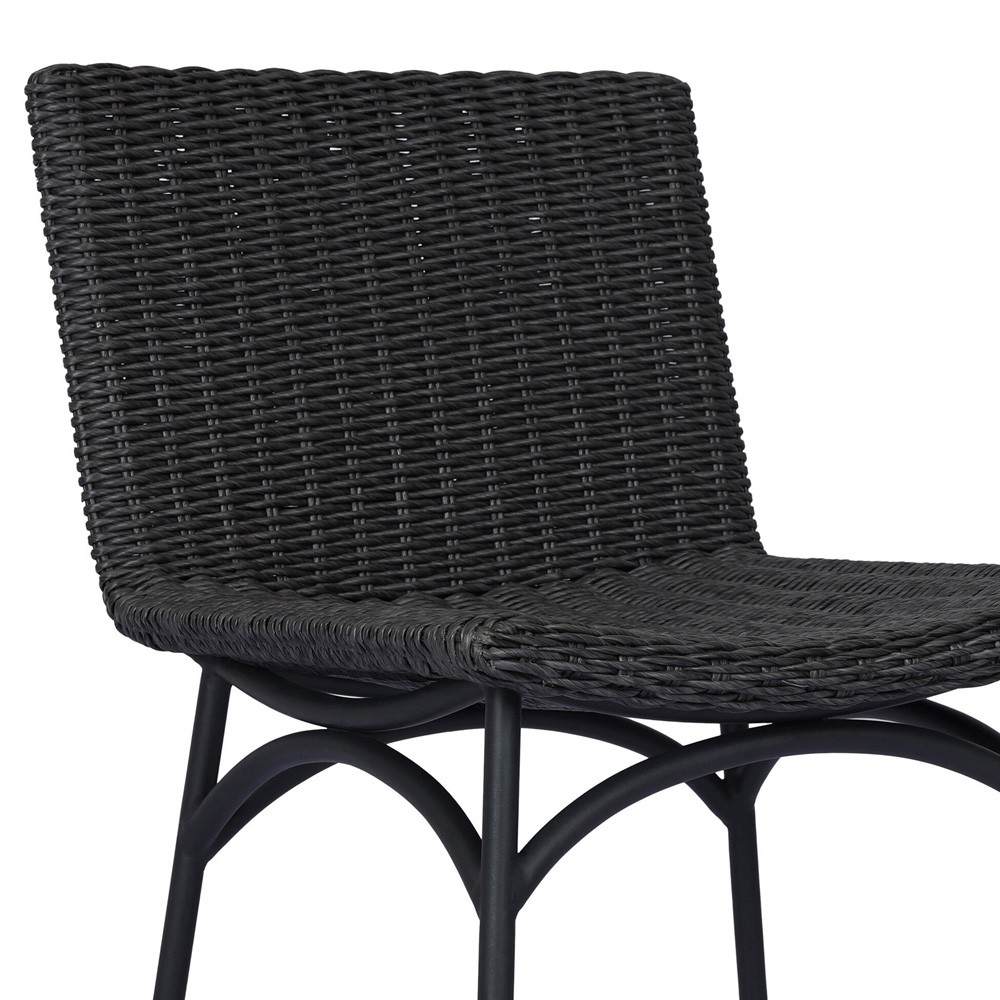 Worley Modern Classic Vintage Coal Woven Outdoor Dining Chair|