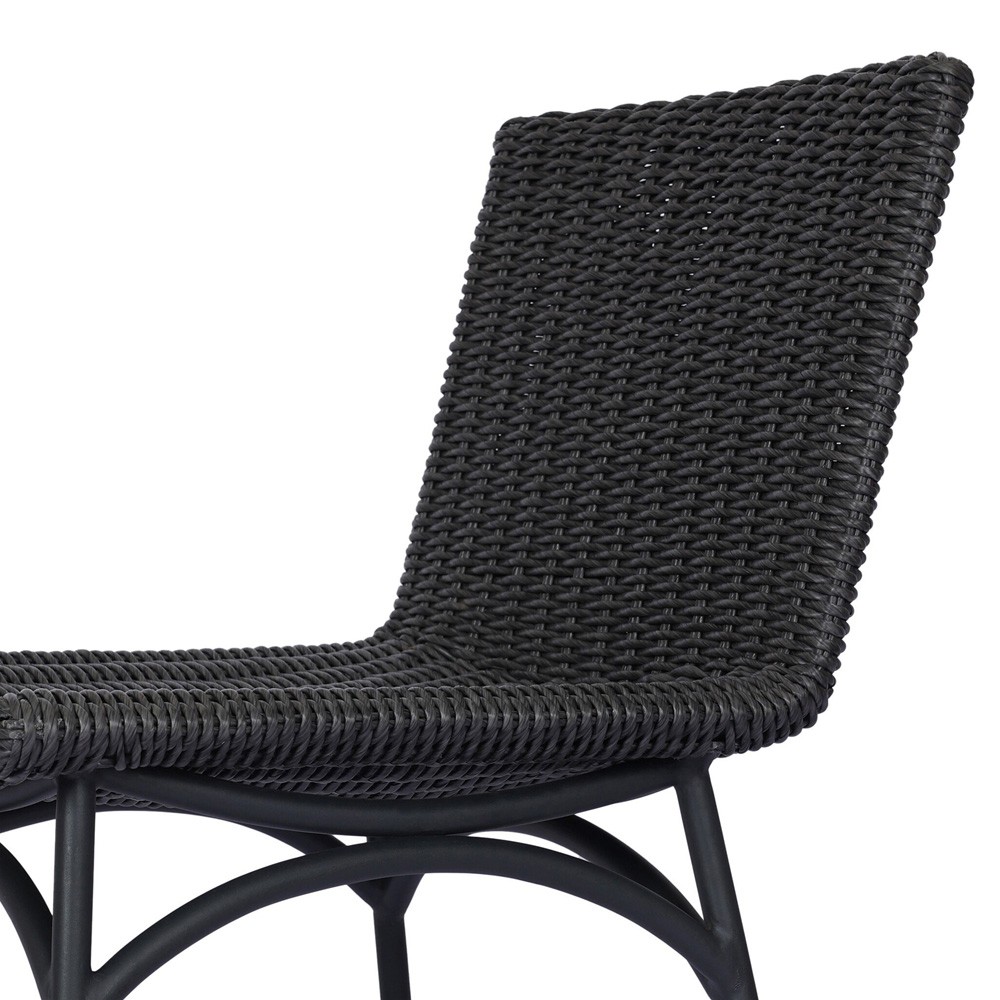 Worley Modern Classic Vintage Coal Woven Outdoor Dining Chair|