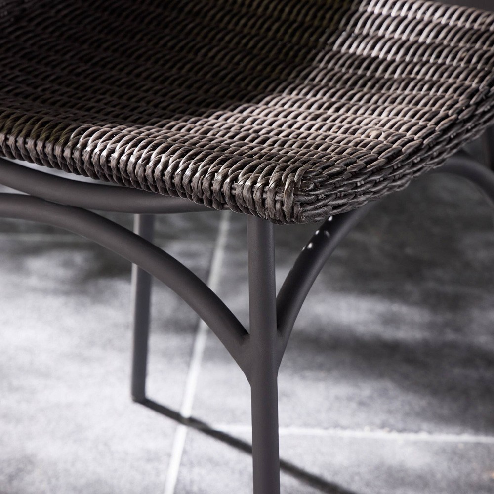 Worley Modern Classic Vintage Coal Woven Outdoor Dining Chair|