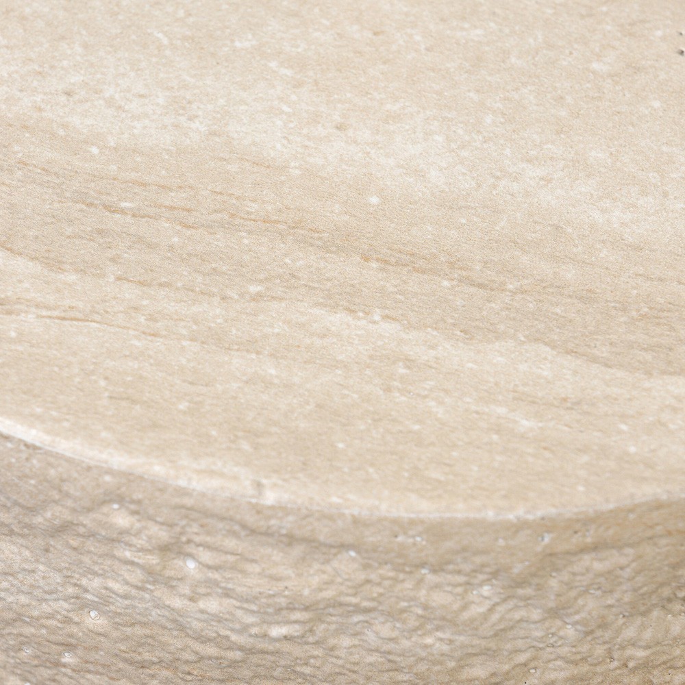 Ettis Veined Ivory Outdoor End Table|