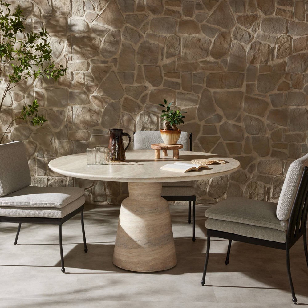 Marsh Textured Sandy Grey Outdoor Dining Table - 55