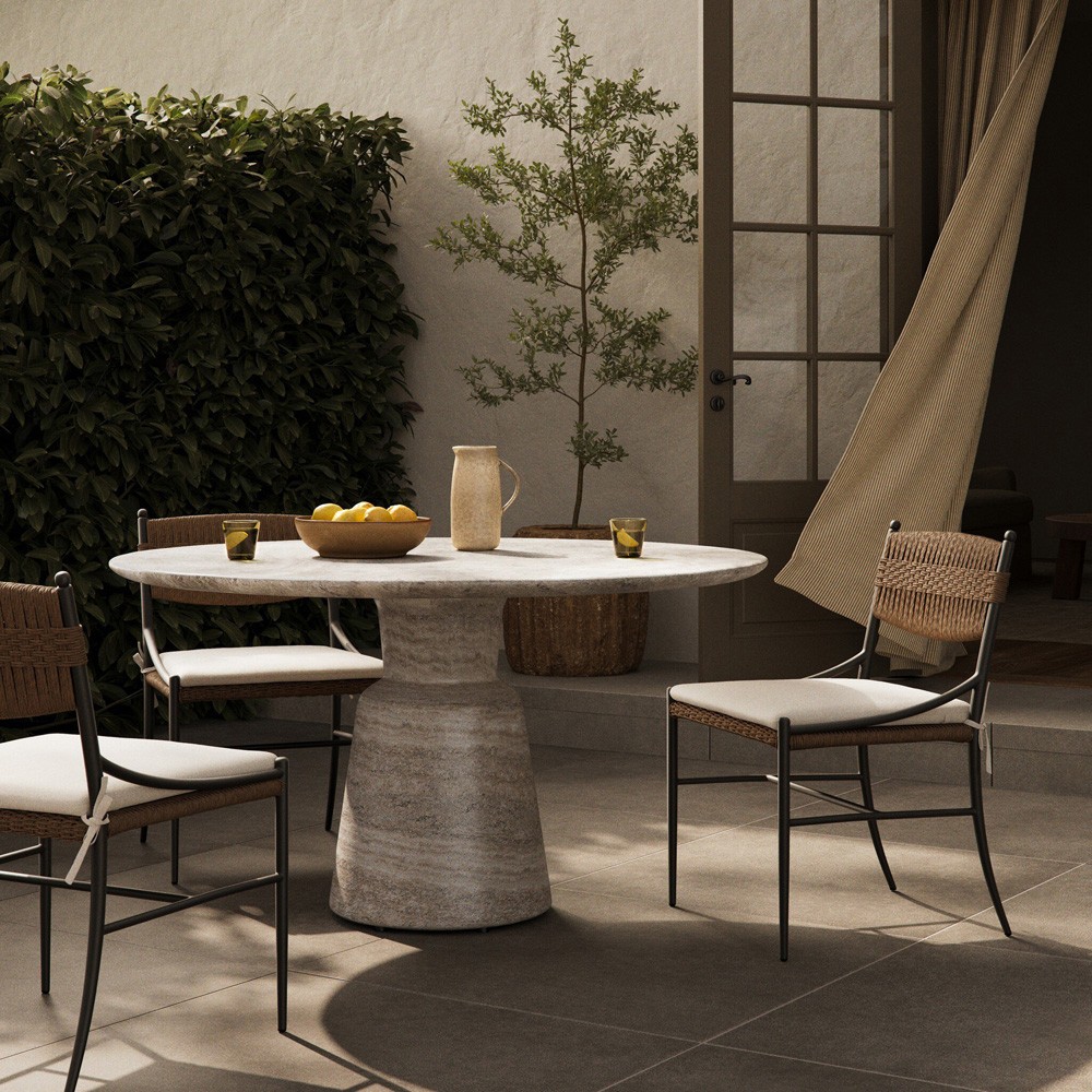 Marsh Textured Sandy Grey Outdoor Dining Table - 55