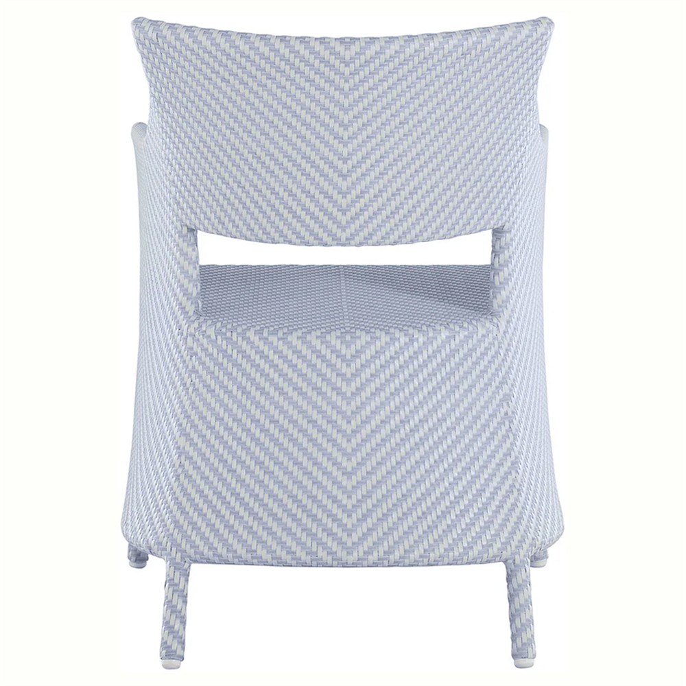 Bari Coastal Beach Blue Wicker Chevron Outdoor Arm Chair|