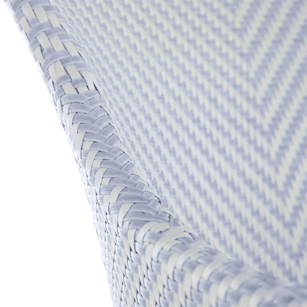 Bari Coastal Beach Blue Wicker Chevron Outdoor Arm Chair|