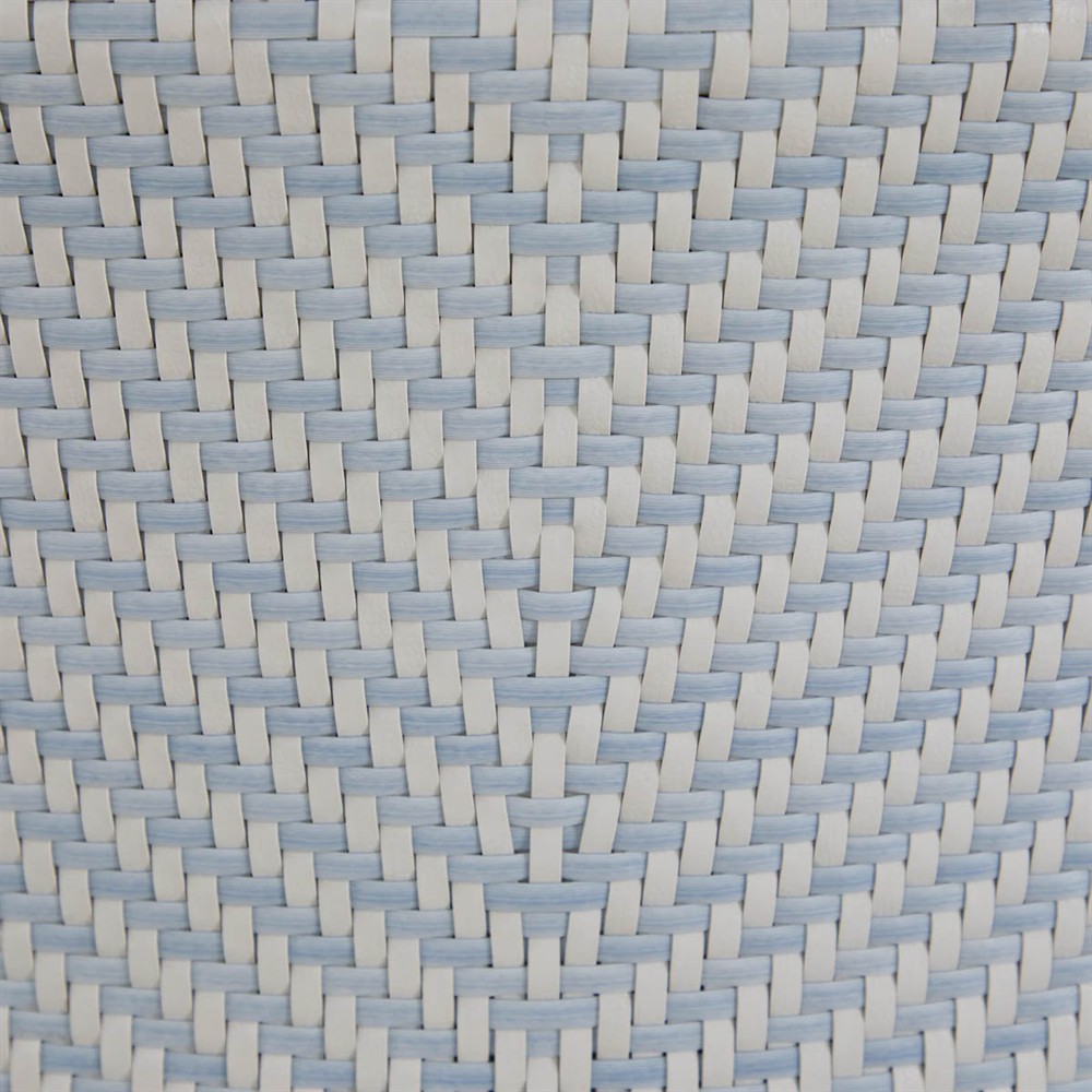 Bari Coastal Beach Blue Wicker Chevron Round Outdoor Coffee Table|