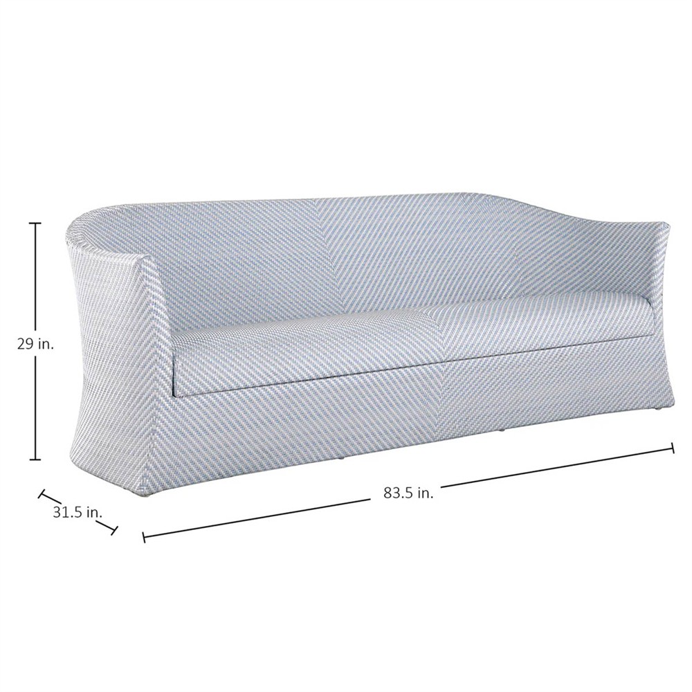 Bari Coastal Beach Blue Wicker Chevron Outdoor Sofa - 84"|