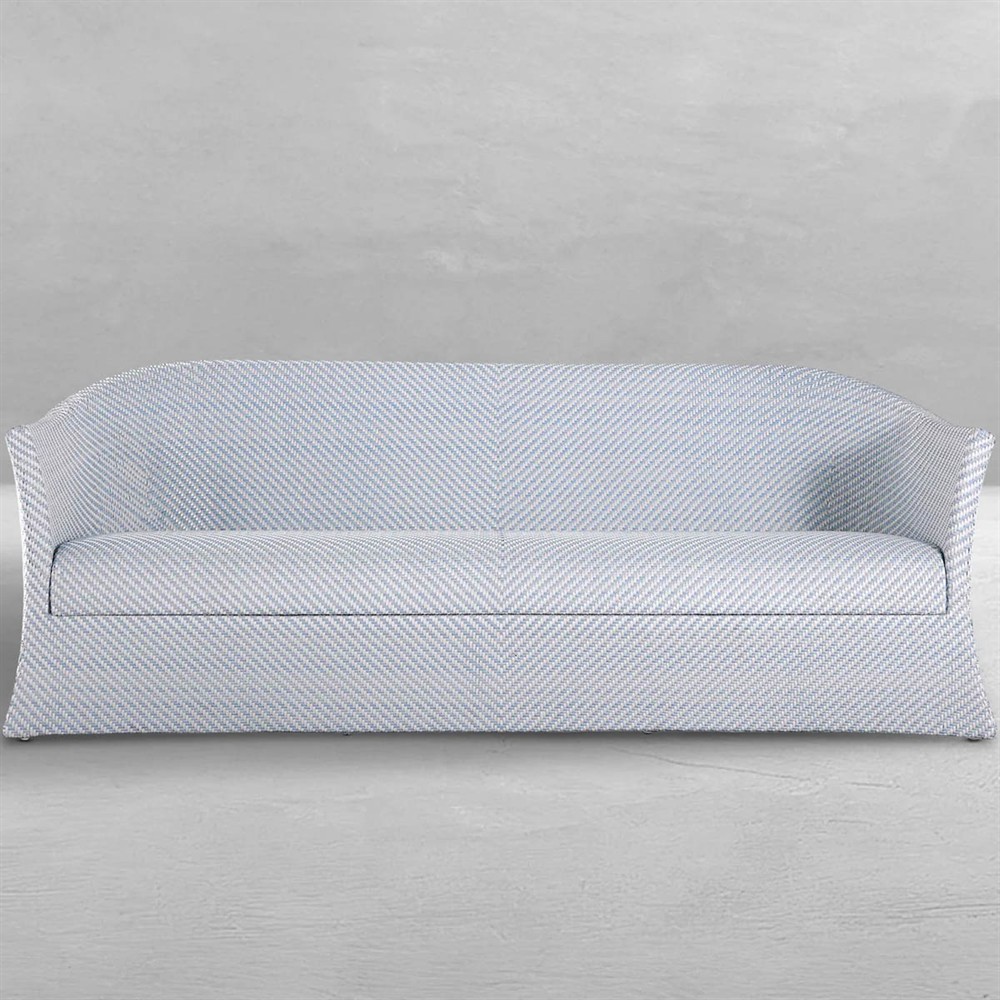 Bari Coastal Beach Blue Wicker Chevron Outdoor Sofa - 84"|