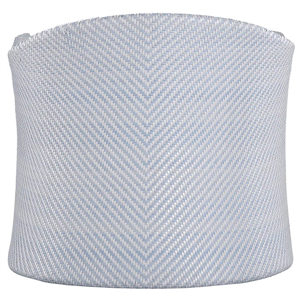 Bari Coastal Beach Blue Wicker Chevron Outdoor Swivel Lounge Chair|