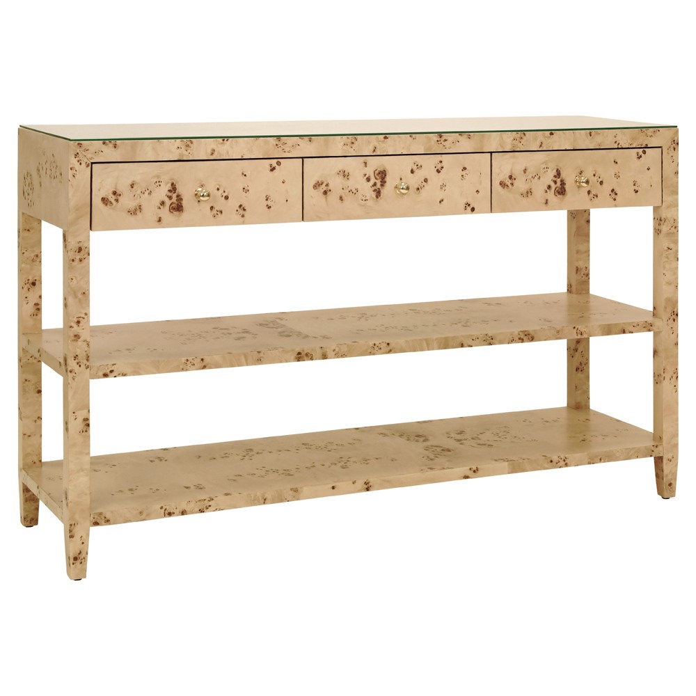 Worlds Away Briar Modern Classic Brown Burl Console Table Standard