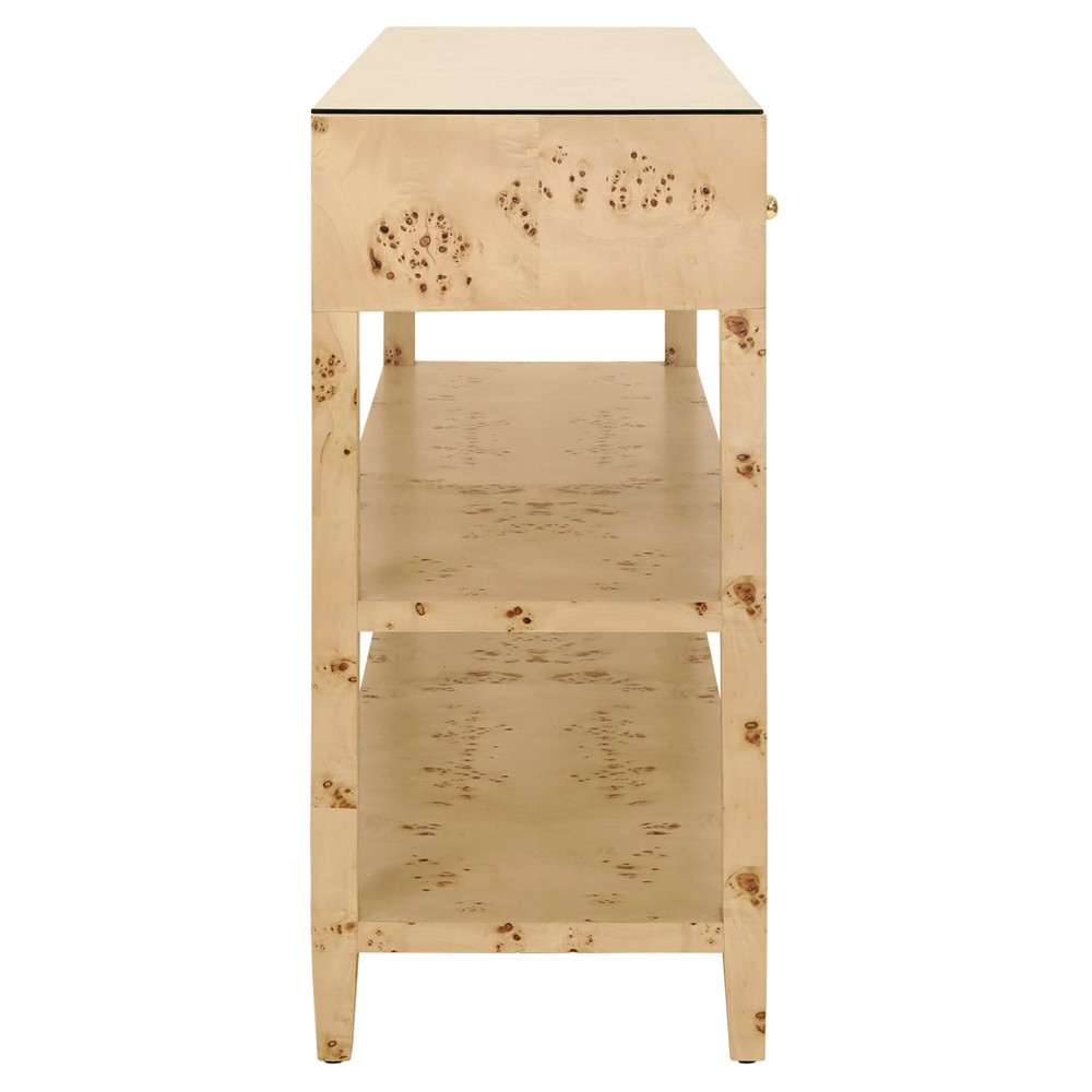 Worlds Away Briar Modern Classic Brown Burl Console Table Standard