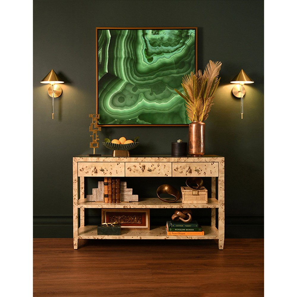 クリストフル アリアゴールド スープレードル K24 6P Worlds Away Briar Modern Classic Brown Burl Console Table Standard