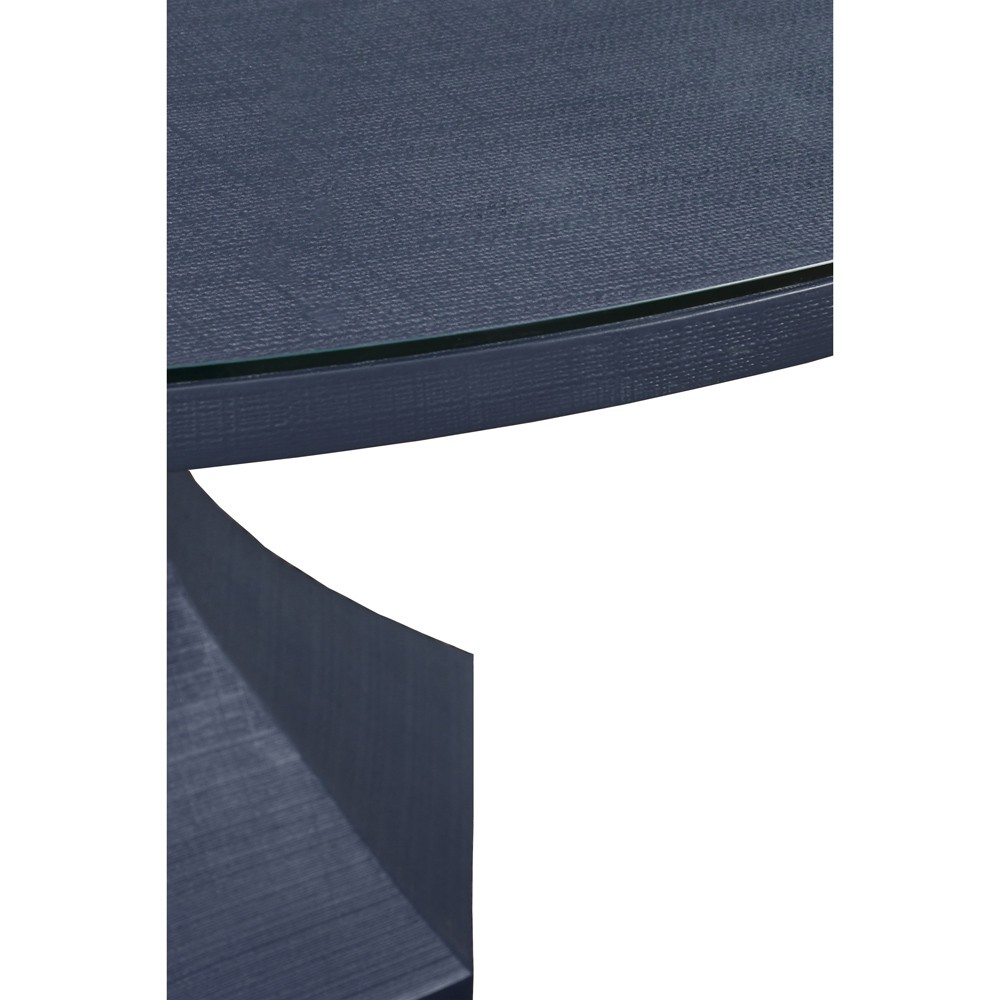 Worlds Away Bryce Modern Classic Navy Linen Wood Dining Table 51