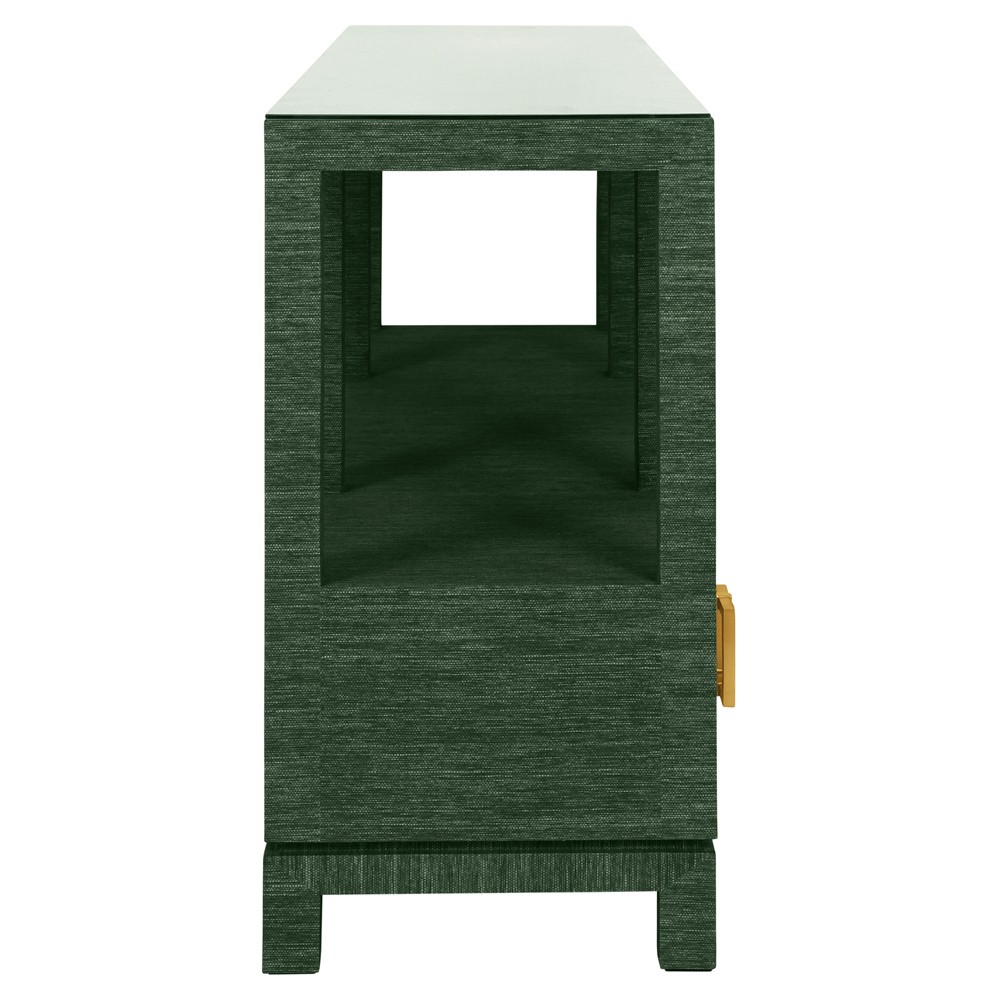Worlds Away Campbell Modern Classic Green Grasscloth Console Table
