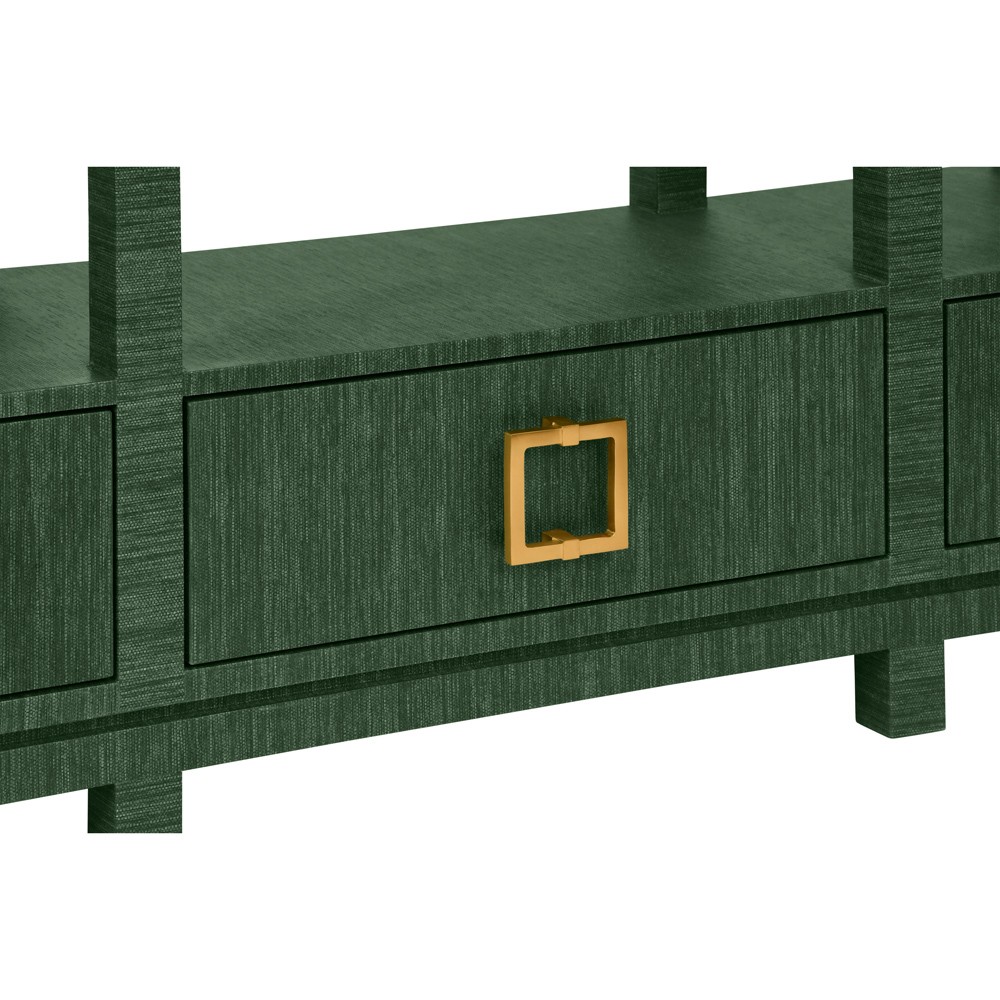 Worlds Away Campbell Modern Classic Green Grasscloth Console Table