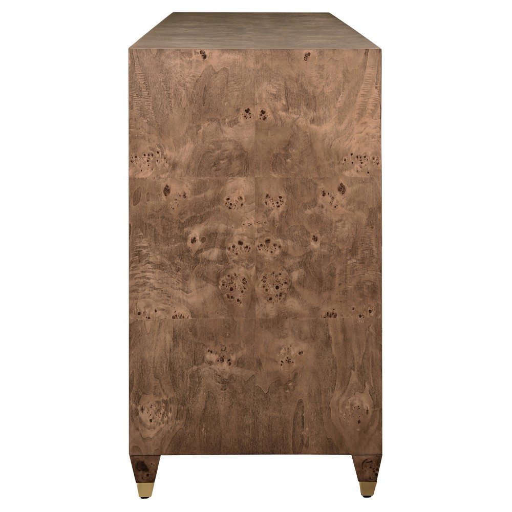Worlds Away Mulligan Modern Classic Dark Brown Burl Buffet