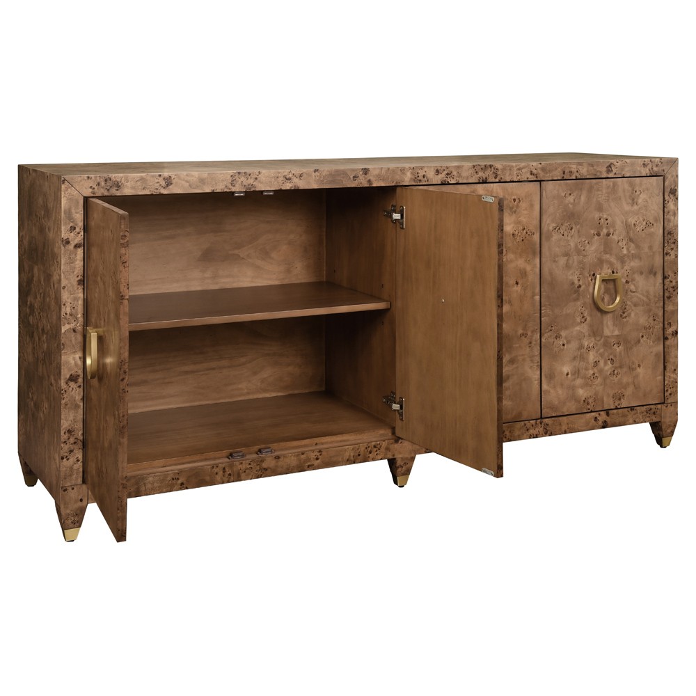 Worlds Away Mulligan Modern Classic Dark Brown Burl Buffet