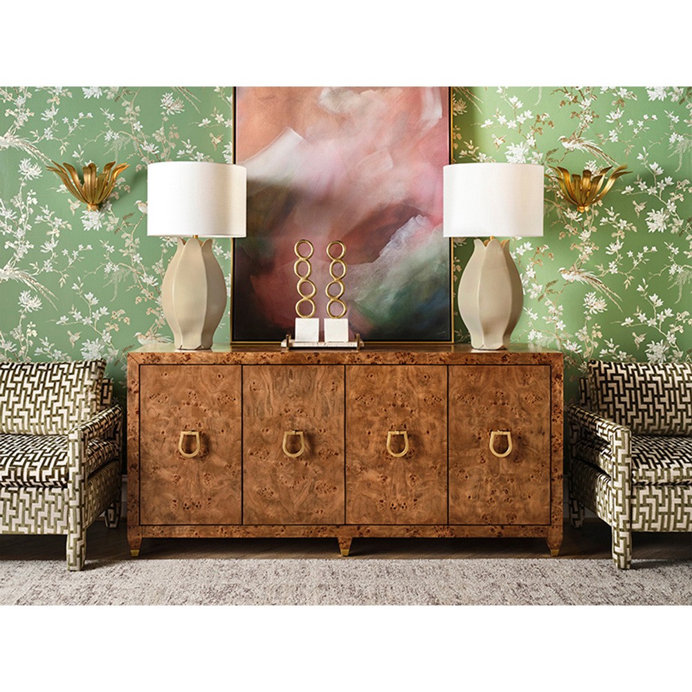 Worlds Away Mulligan Modern Classic Dark Brown Burl Buffet
