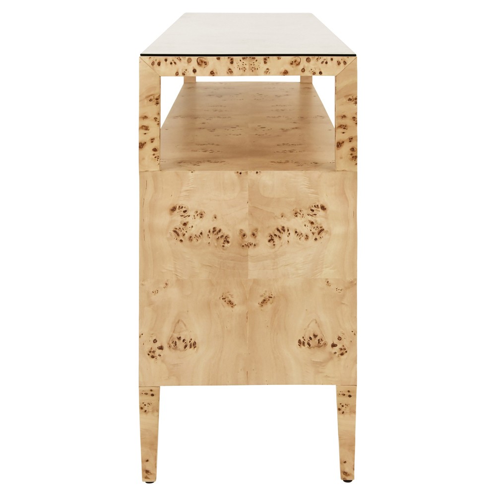 Worlds Away Lowen Modern Classic Brown Burl Console Table Long (53