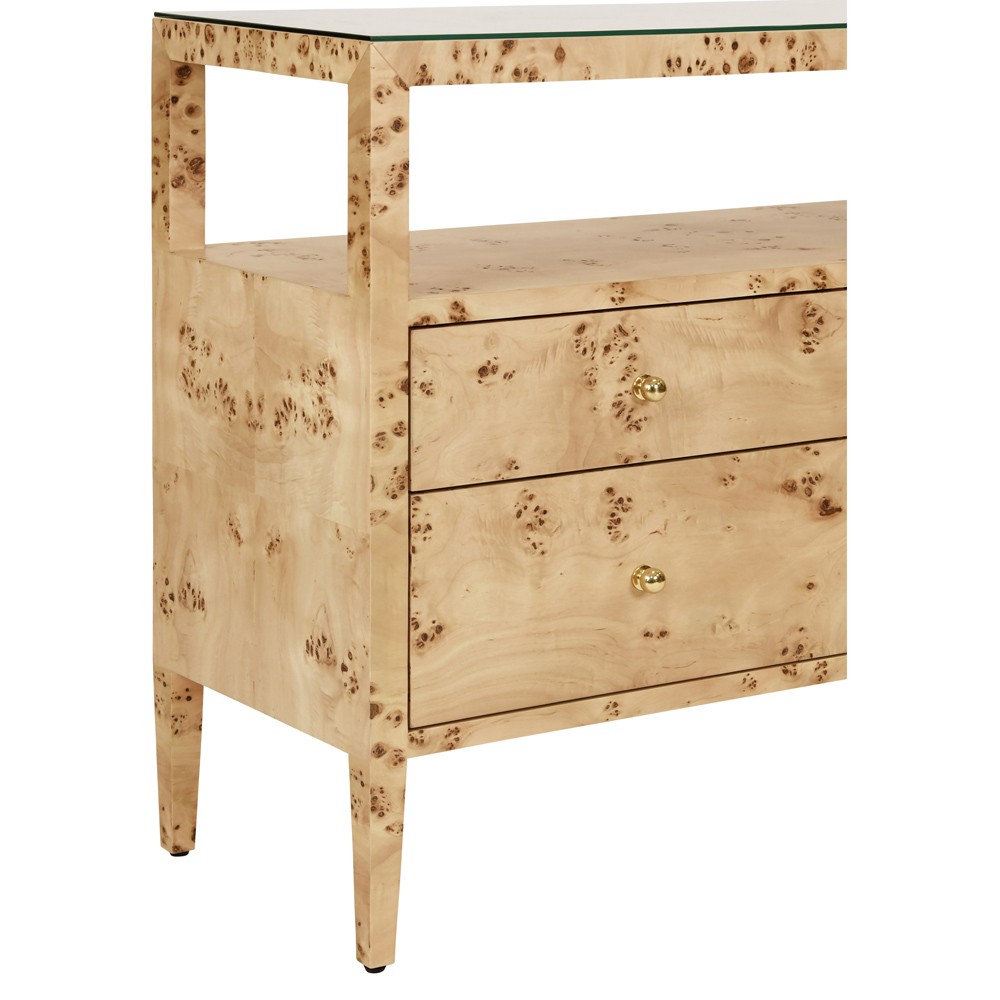 Worlds Away Lowen Modern Classic Brown Burl Console Table Long (53