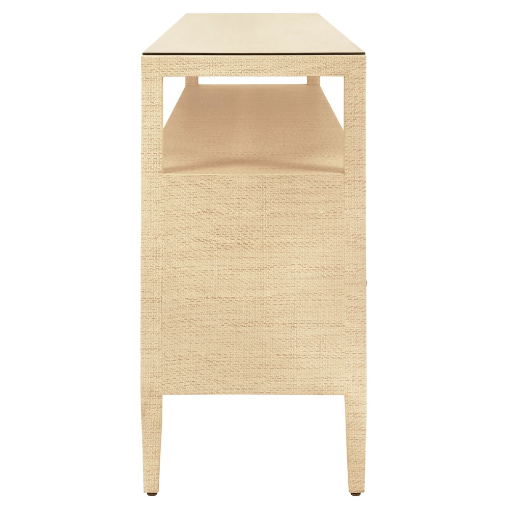 Worlds Away Jordan Modern Classic Natural Grasscloth Console Table