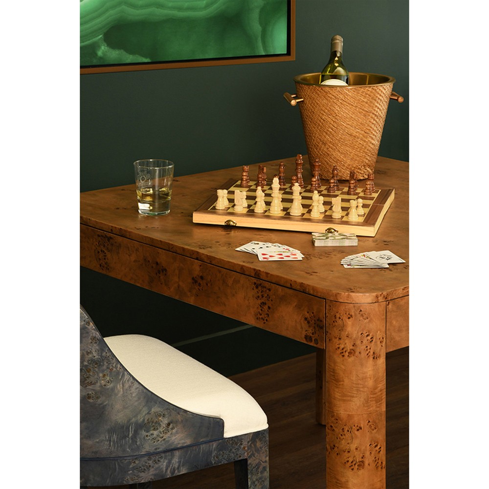 Worlds Away Jett Modern Classic Dark Brown Burl Game Table|