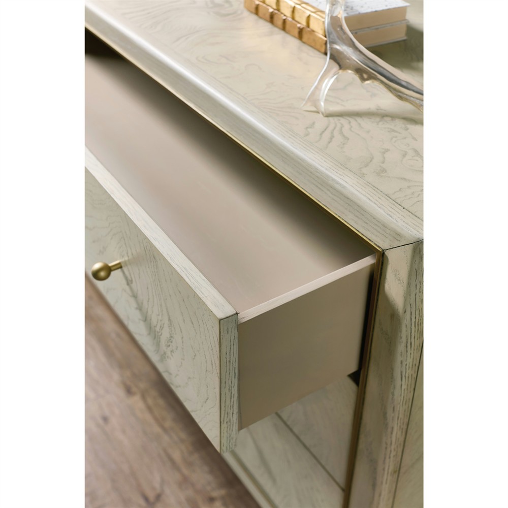 Marivelle Modern Classic Beige Ash Burl Wood Chest|