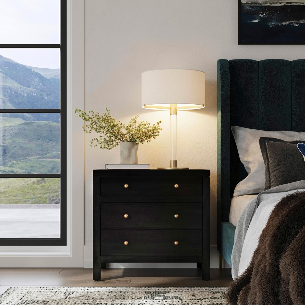 Shay Modern Classic Antique Coffee Acacia Wood Nightstand|