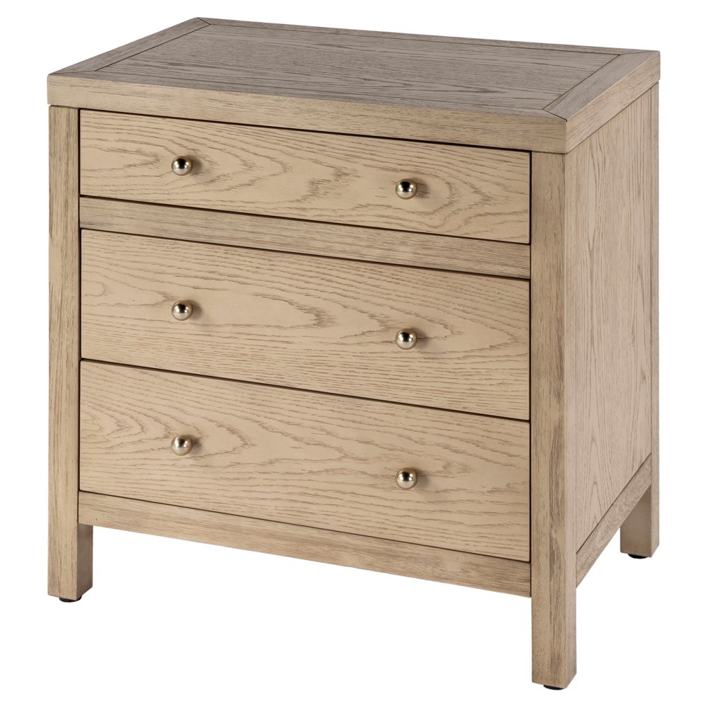 Shay Modern Classic Light Brown Acacia Wood Nightstand|
