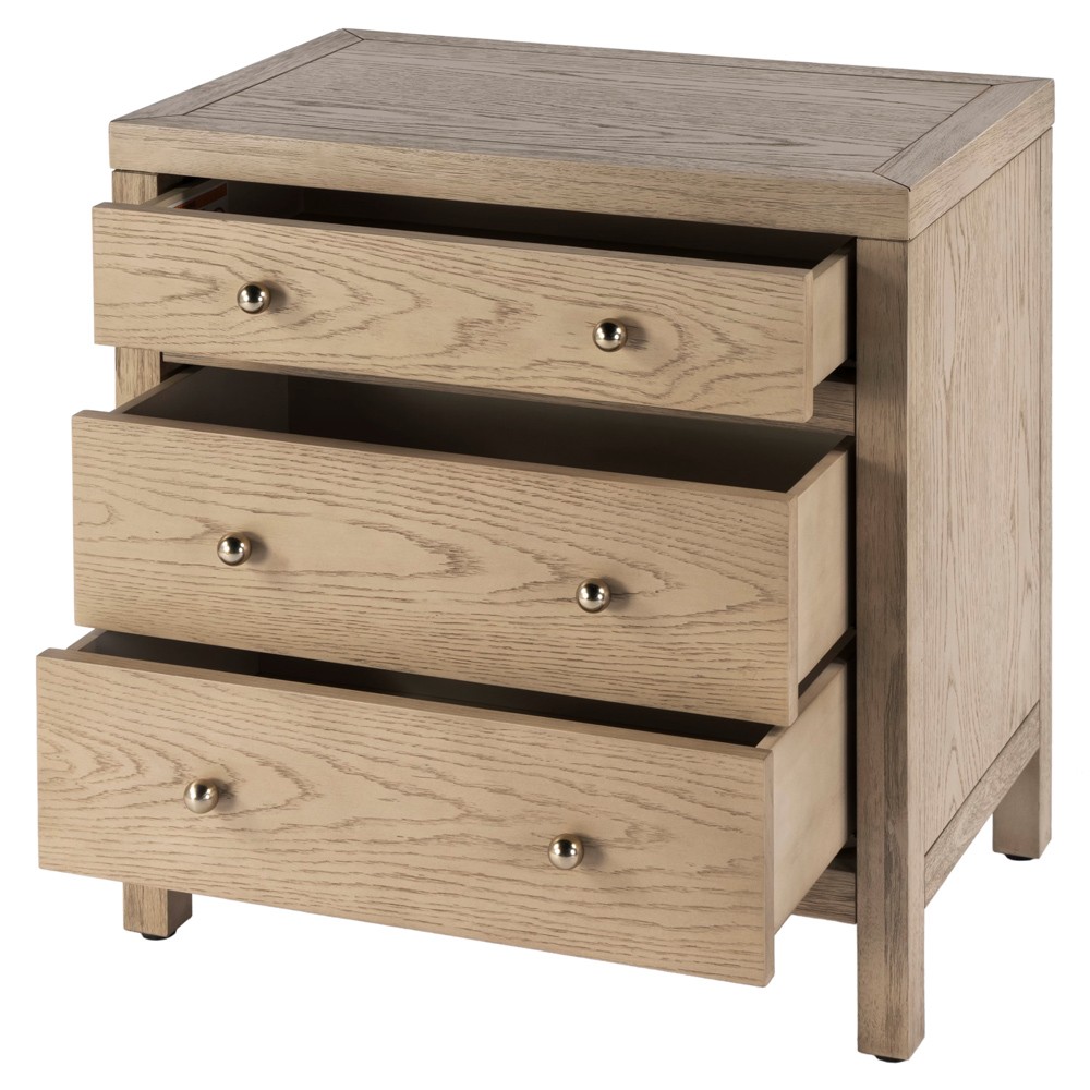 Shay Modern Classic Light Brown Acacia Wood Nightstand|