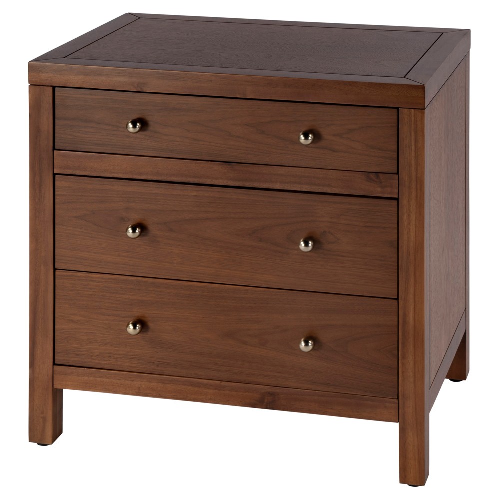 Shay Modern Classic Dark Brown Acacia Wood Nightstand|