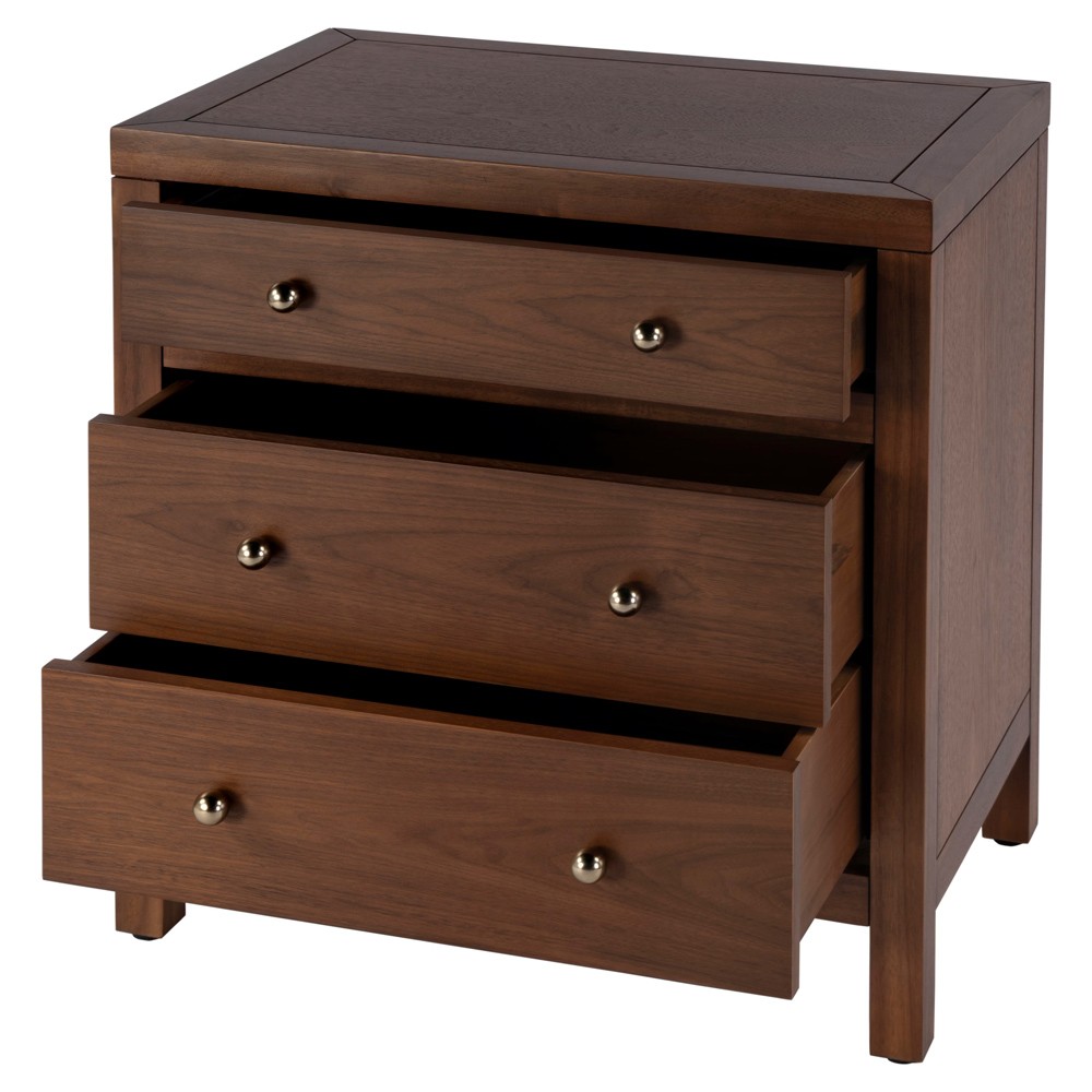 Shay Modern Classic Dark Brown Acacia Wood Nightstand|