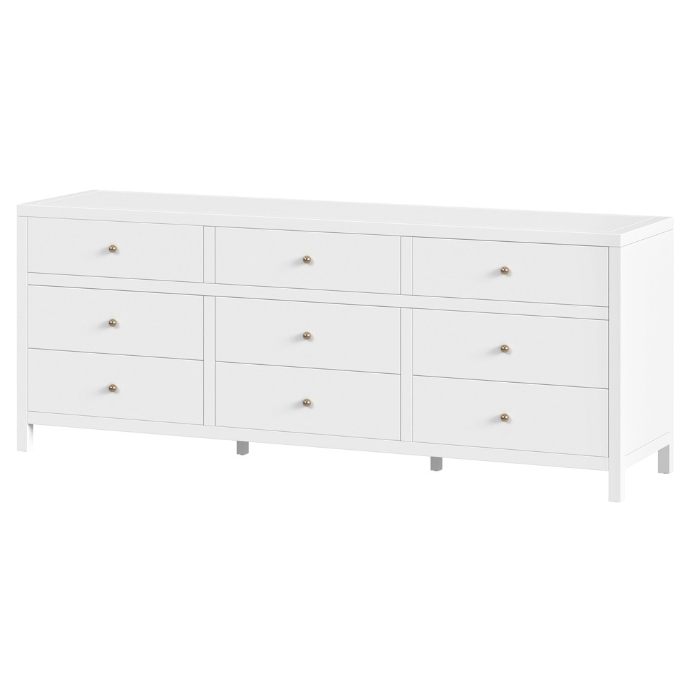 Shay Modern Classic White Acacia Wood Dresser|