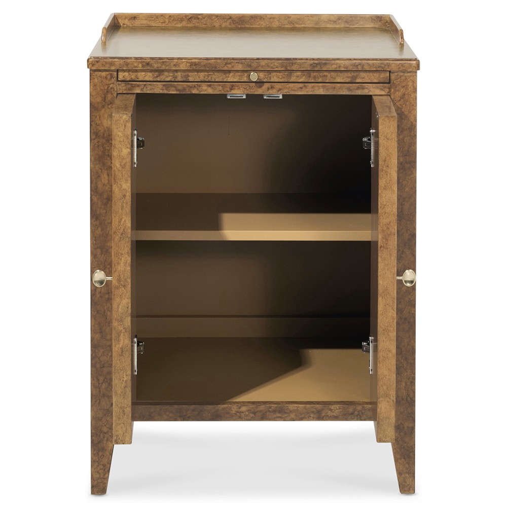 Alaine Modern Classic Brown Faux Tortoise Shell Woven Cane Nightstand|