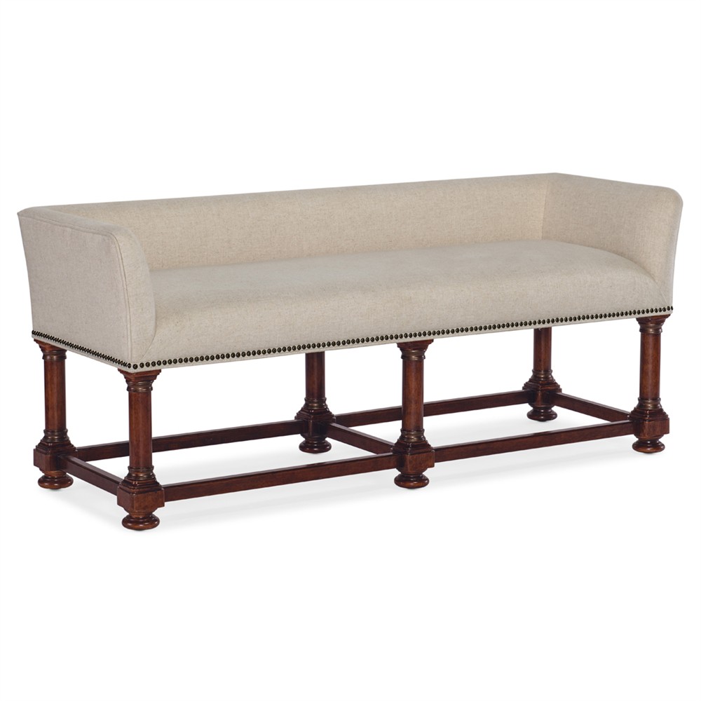 Harry Updated Traditional Beige Performance Cherry Wood Bench|