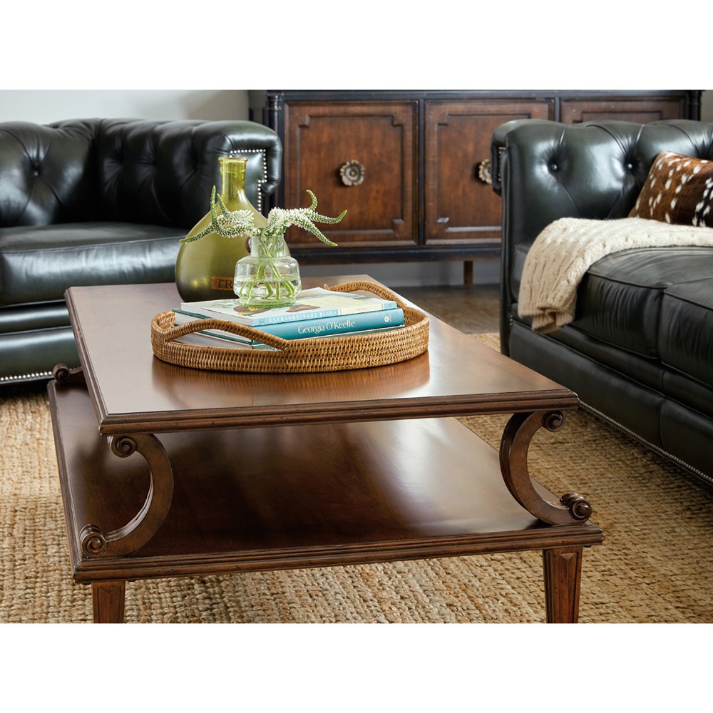 Harry Updated Traditional Cherry Wood Rectangular Coffee Table|