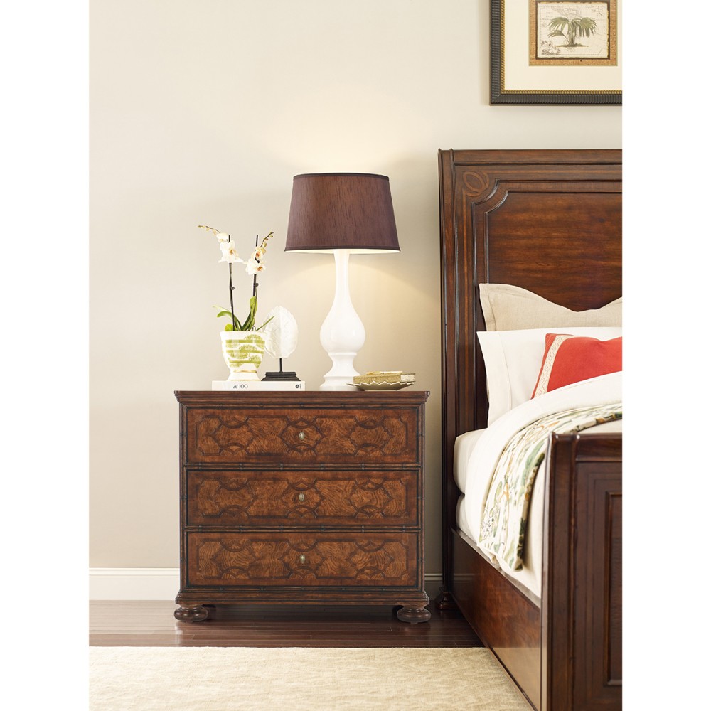 Harvey Updated Traditional Cherry Wood Wide Nightstand Wide (Over