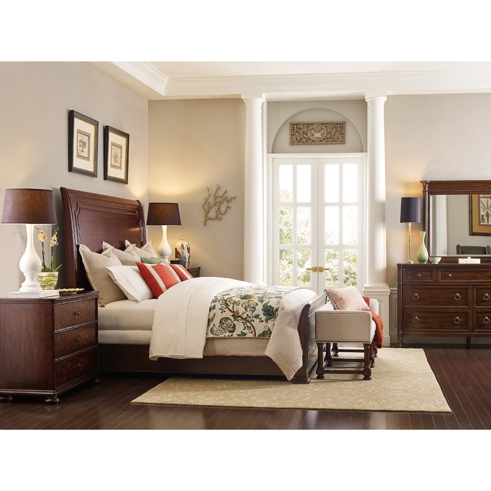 Harvey Updated Traditional Cherry Wood Wide Nightstand Wide (Over