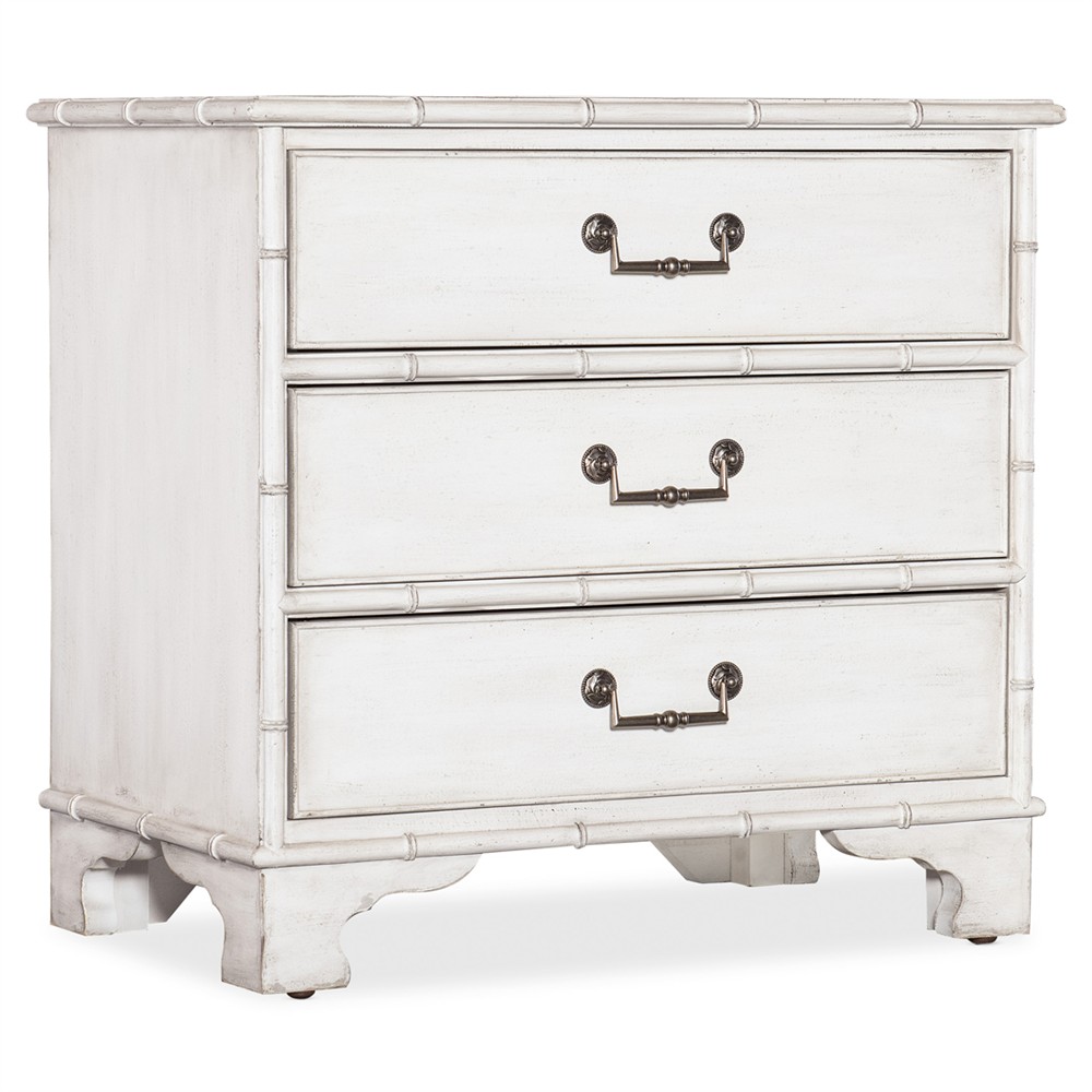 Sharise Coastal Beach White Wood Nightstand|